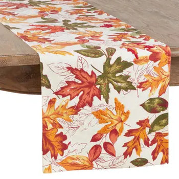 Embroidered Autumn Leaves Runner